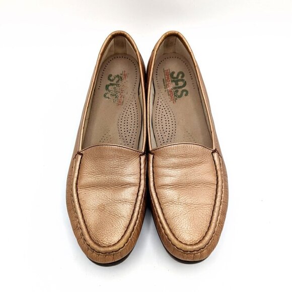 SAS Simplify Women's 8 (38.5) Metallic ROSE GOLD Slip On Moc Toe Comfort Loafer - Picture 3 of 5